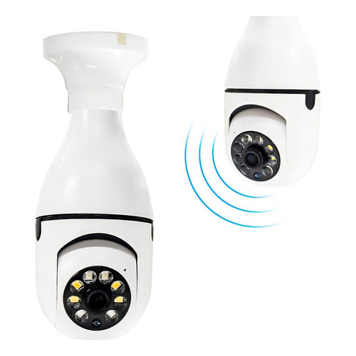 Camara Wifi Lampara Bombillo Seguridad 360° Ip Full Hd Visión Nocturna